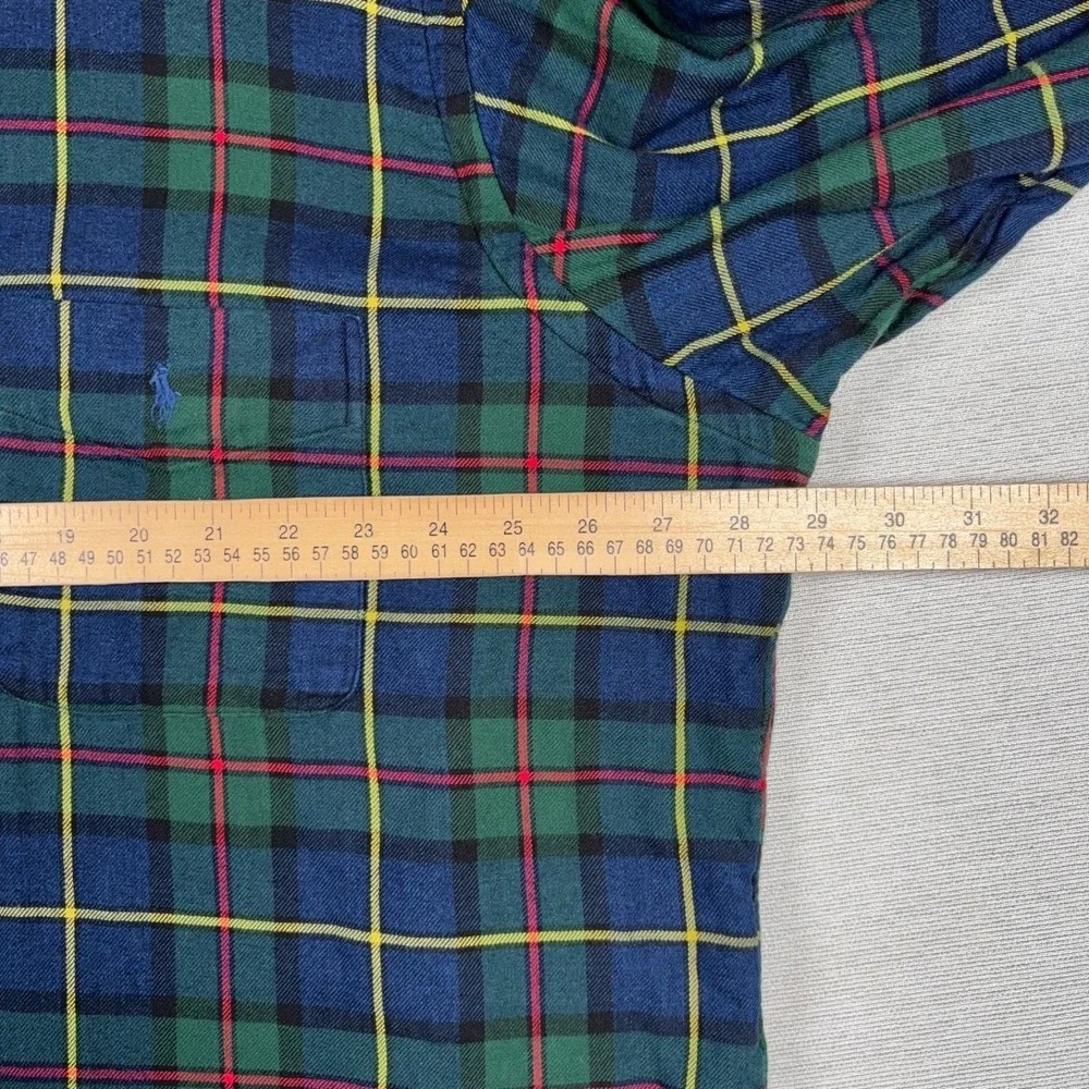 Polo Ralph Lauren Long Sleeve Sport Shirt Mens 2XLT Blue Plaid Cotton Button
